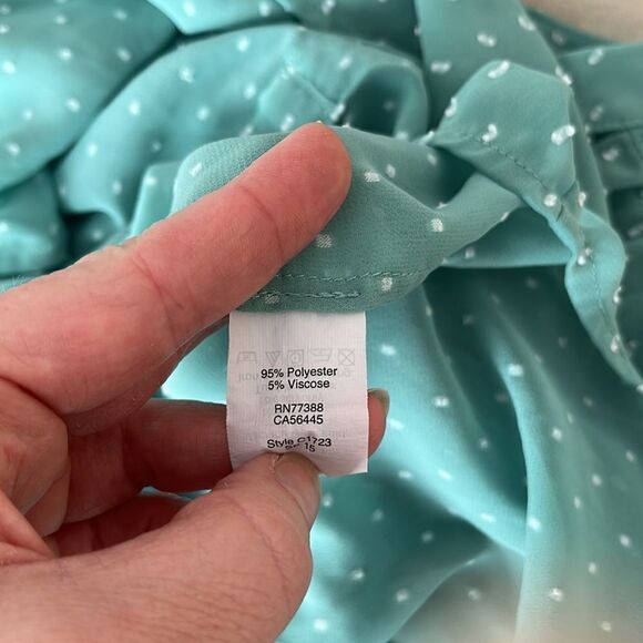 J Crew Dash Dot‎ Green White Sheer Blouse Size XXS - Picture 8 of 8